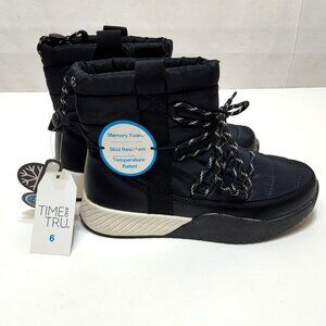 Time And Tru Winter Puff Booties -5°F Temp Rated Skid Resistant Women Size 6 NWT